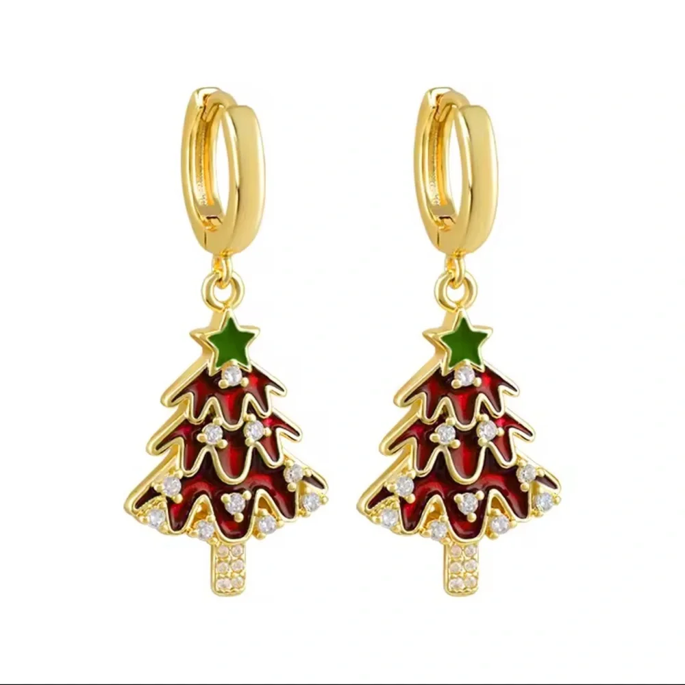 Anthropologie Sterling Silver 925 Gold plated 
Festive Tree Earrings - Picture 3 of 7